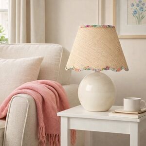 Rifle Paper Co. x Target Round Table Lamp - Natural Shade with Garden Party Trim